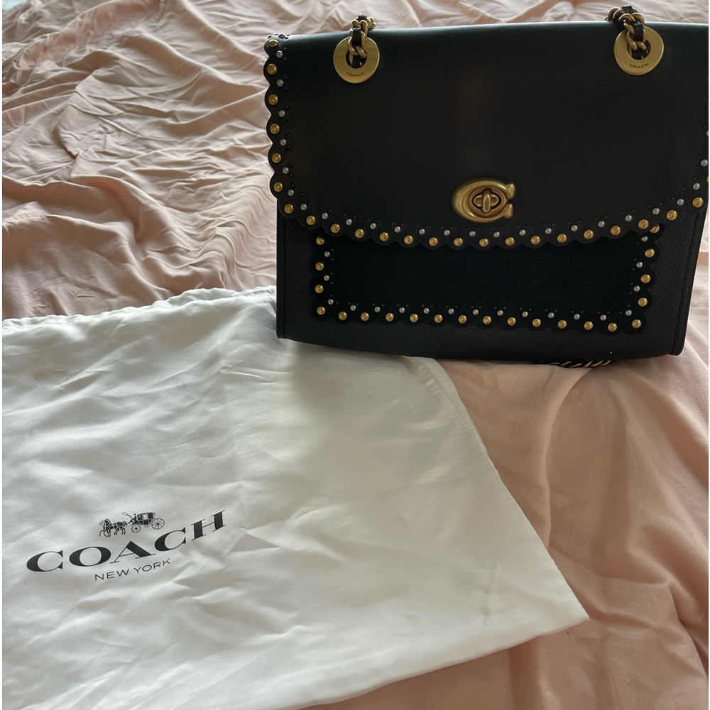 COACH Studded Leather Crossbody Black Bag